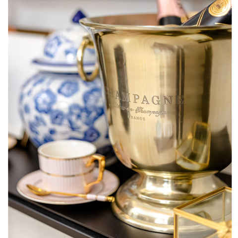 Elegant Gold Plated Footed Champagne Bucket with Handles