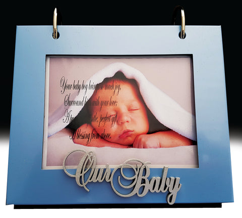 Blue Our Baby boy Flip Photo Album in Gift Box