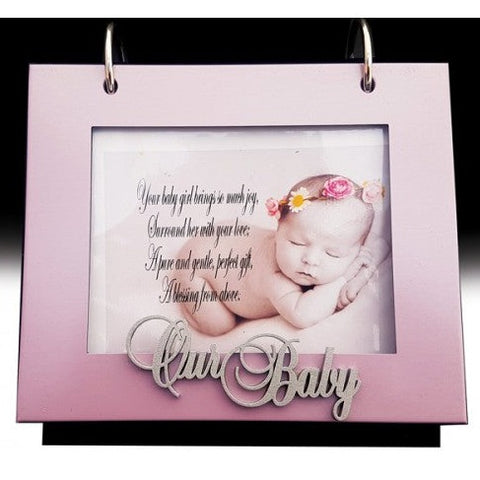 Pink Our Baby Girl Flip Photo Album in Gift Box