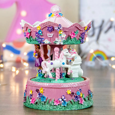 pink Rotating Magical Fairy Musical Merry-Go-Round Carousel Children's Fairy Rotating Musical Merry Go Round Carousel Baby Kids girls Gift