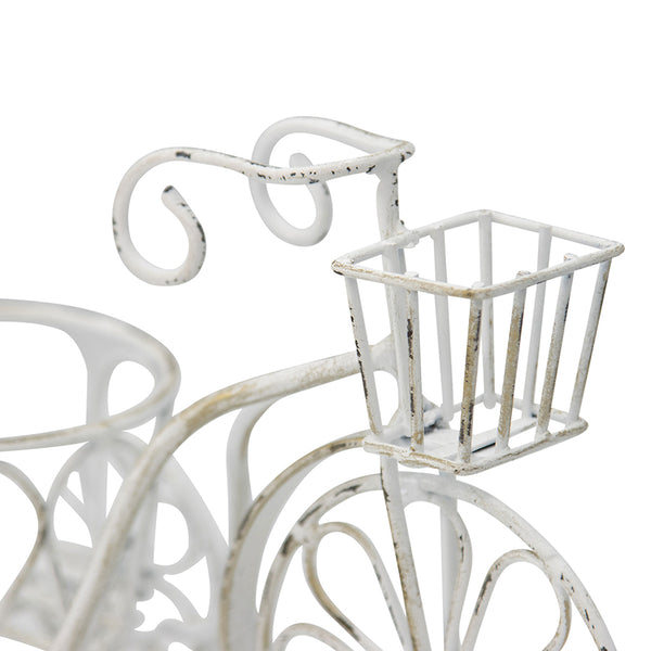 Distressed White Small Bicycle Garden Pot Planter
