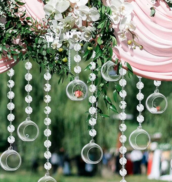 Set 20 Hanging Clear Glass Terrarium Ball Tealight Candle Holders- 10cm