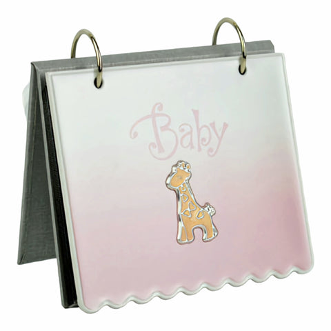 Baby Girl Pink Giraffe Flip Photo Album in Gift Box