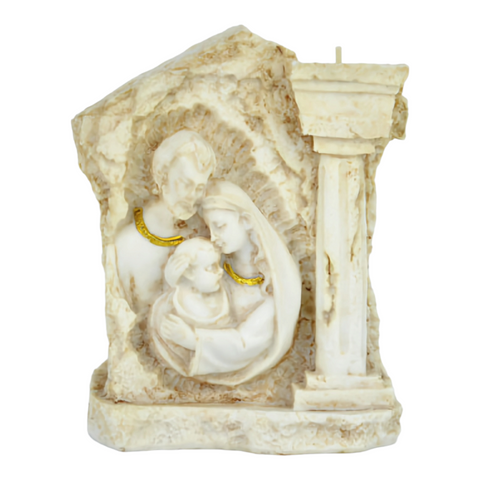 Holy Family Statue with Tealight Candle Holder religious candle holder polyresin resin mother Mary and Jesus figurine ornament catholic Christian candle light