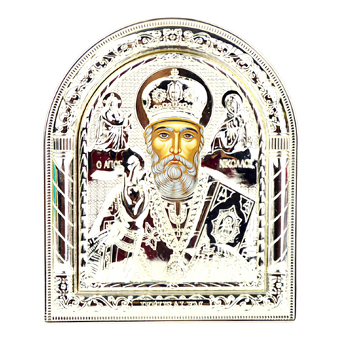 religious Orthodox Silver Plated Holy Saint Nicholas Icon Plaque home gift St Nicholas