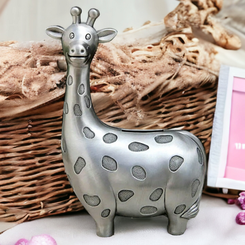 Children's silver pewter giraffe Money Box bank children kids baby gift