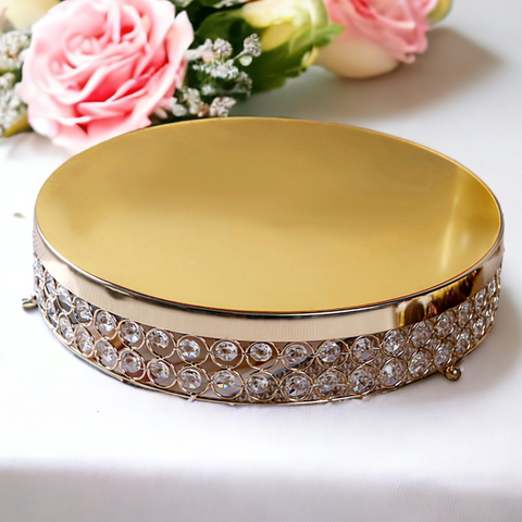 Gold Frame with crystal diamante beads Cake Stand 35cm Gold Crystal Beaded Metal Riser Cake Stand