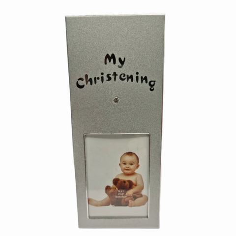 Silver My Christening Photo Frame with Diamante