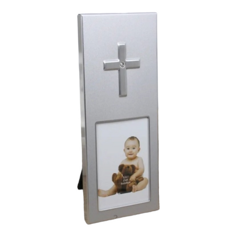 Religious Silver Diamante Cross Photo Frame Favours Bomboniere Gifts