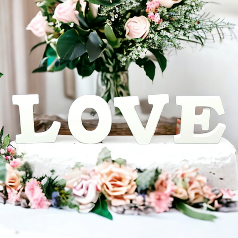 White LOVE Wooden Standing anniversary Wedding romantic engagement Table Top Words Letters Sign Decoration White Wooden LOVE Letters Sign Wedding Decoration