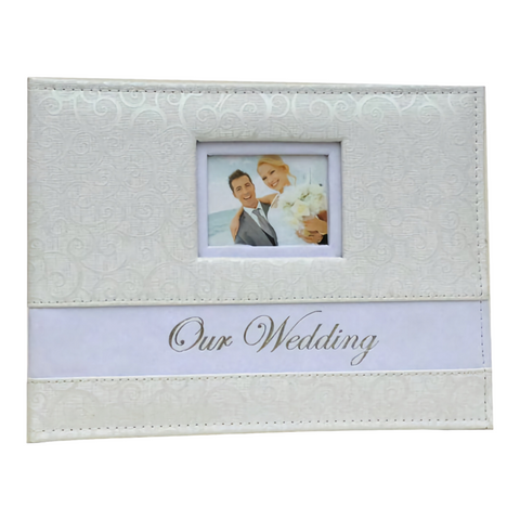 Ivory Our Wedding Guest Book with Leather Cover