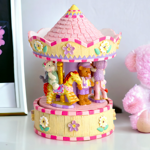 Pink Canopy Musical Merry Go Round Carousel
