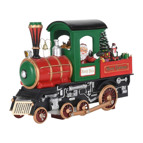Red and Green Musical Light Up LED Electric Santa Christmas Train