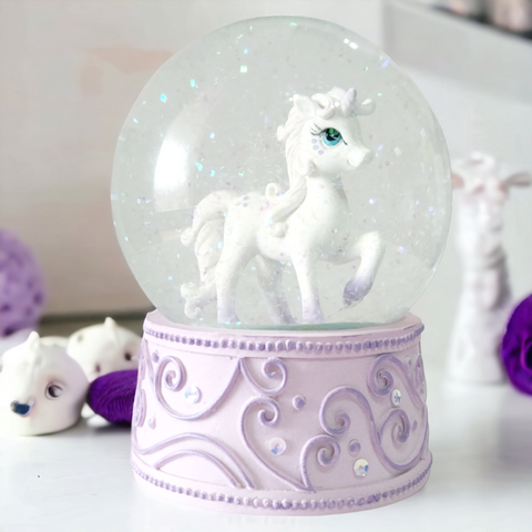 Purple Unicorn Water Ball Glitter Snow Globe