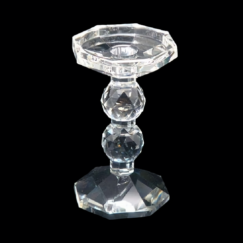 Round Crystal Cut Glass Pillar Candlestick Holder home decor