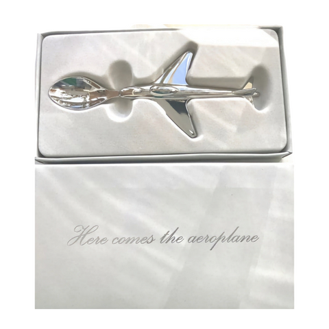 Silver plated Aeroplane Children's Newborn toddler Baby Spoon in Gift Box cutlery Airplane Silver Baby Toddler Spoon Aeroplane Baby Shower Christening Gift Boxed