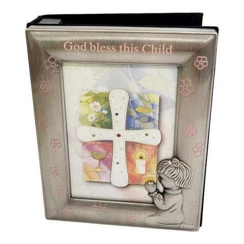 Silver Pewter & Pink God Bless This Child Religious Photo Album