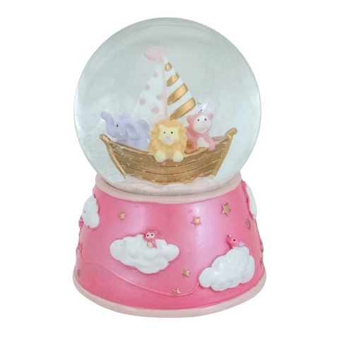 Pink Noah's Ark Musical Sleepy Time Water Ball Snow Globe