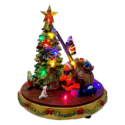 Animated Light Up LED Santa Moving Up & Down Christmas Tree