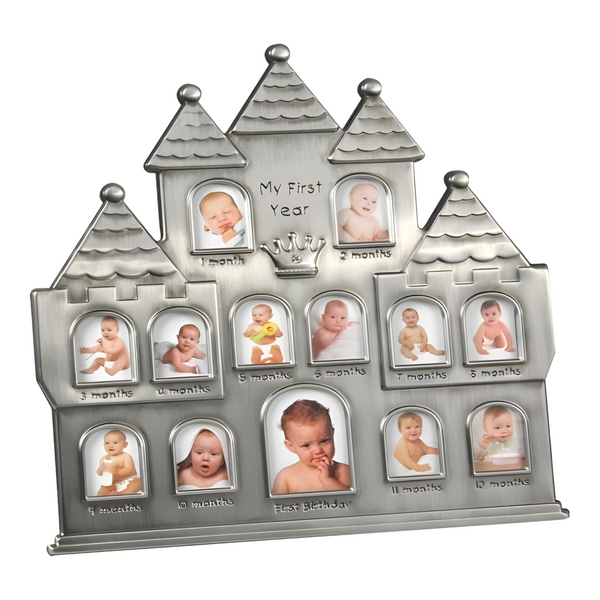 Silver Castle Shape Baby My First Year 12 Months Multi Photo Frame