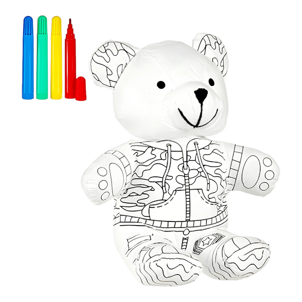White Colour in Craft Toy Teddy Bear & Marker Pens in PVC Bag