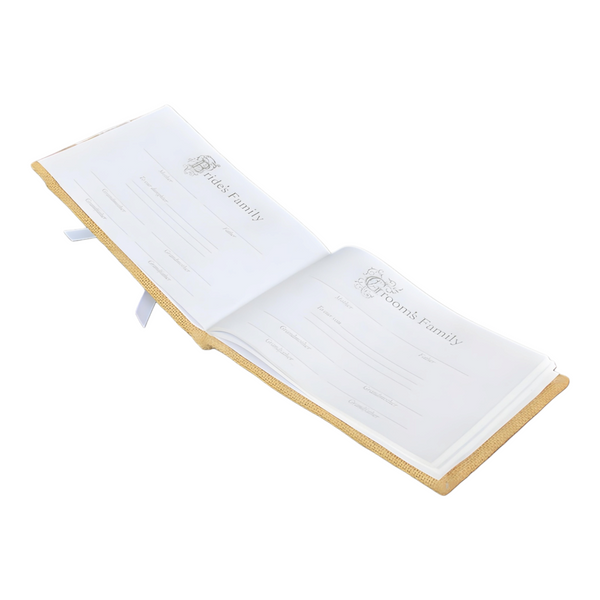 Hessian Burlap Wedding Guest Book with White Lace Trim & Ribbon Bow Burlap Guest Book Signing Album With White Lace Hessian Rustic Vintage Wedding