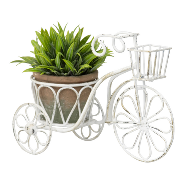Distressed White Small Bicycle Garden Pot Planter