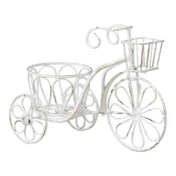 Distressed White Small Bicycle Garden Pot Planter
