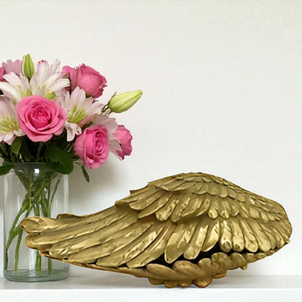 Antique Gold Plated Decorative Tabletop Angel Wings Trinket Box