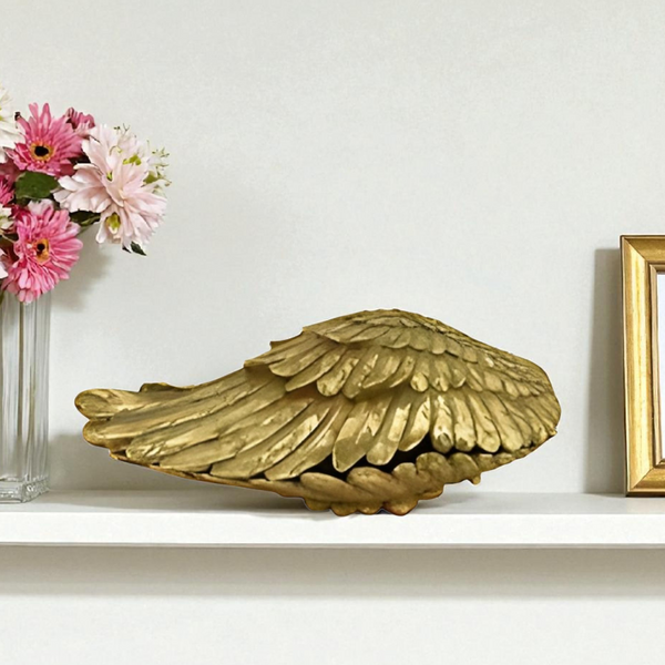 Antique Gold Plated Decorative Tabletop Angel Wings Trinket Box