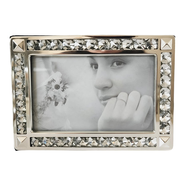 Silver Crystal Edge Jewels & Frame Wedding Guest Book In Gift Box