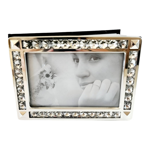 Silver Crystal Edge Jewels & Frame Wedding Guest Book In Gift Box
