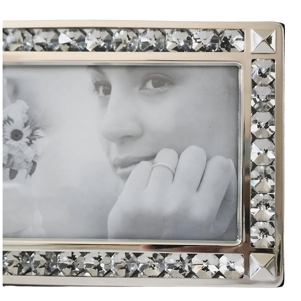 Silver Crystal Edge Jewels & Frame Wedding Guest Book In Gift Box