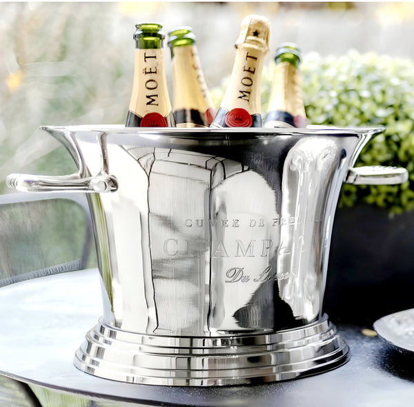 Large Silver Plated Cuvee De Prestige Champagne Ice Cooler Bucket & Handles