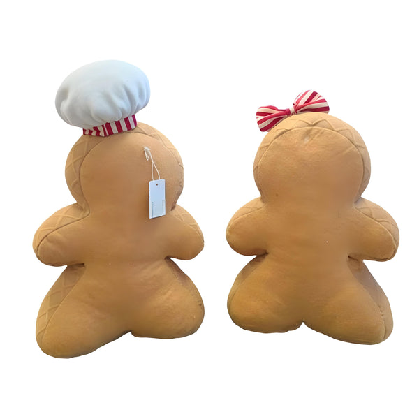 Set 2 Large Plush Christmas Gingerbread Boy & Girl