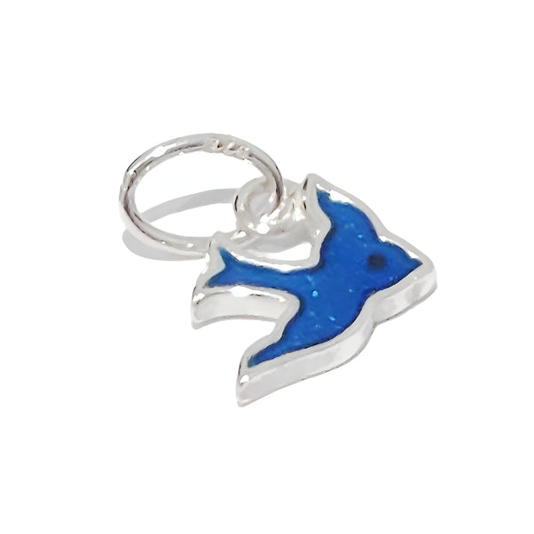Sterling Silver & Enamel Blue Bird Of Happiness Pendant or Charm