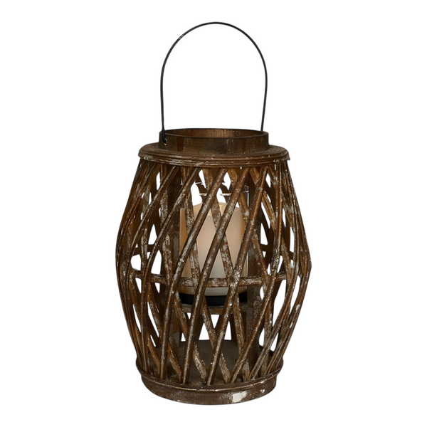 Set 3 Large Bamboo Hanging Garden Lanterns with Glass Insert