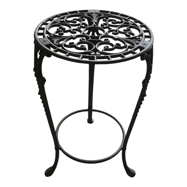 Extra Large Antique Rust Cast Iron Round Pot Planter Stand Table