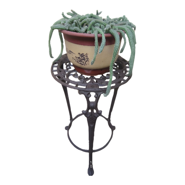 Extra Large Antique Rust Cast Iron Round Pot Planter Stand Table