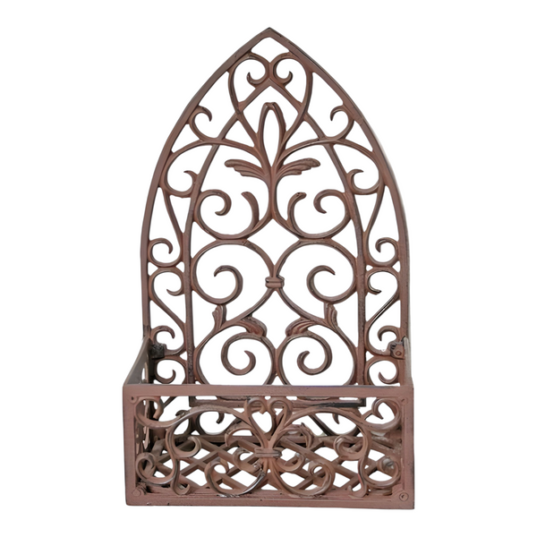 Rustic Cast Iron Ornate Wall Pot Plant Holder