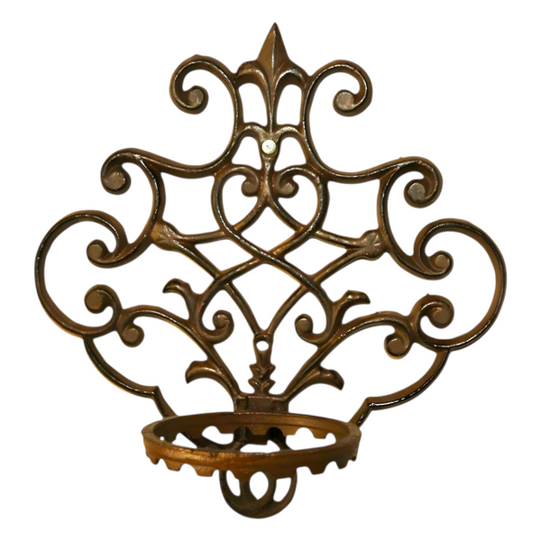 Rustic Cast Iron Scroll Wall Pot Plant Holder