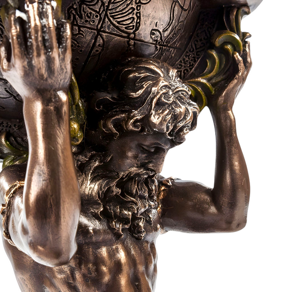 Veronese Cold Cast Bronze Atlas Greek Titan God Carrying World Globe Statue Figurine