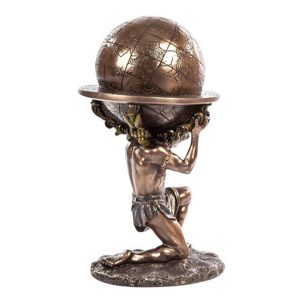Veronese Cold Cast Bronze Atlas Greek Titan God Carrying World Globe Statue Figurine