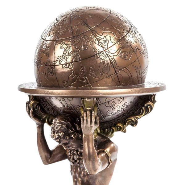 Veronese Cold Cast Bronze Atlas Greek Titan God Carrying World Globe Statue Figurine