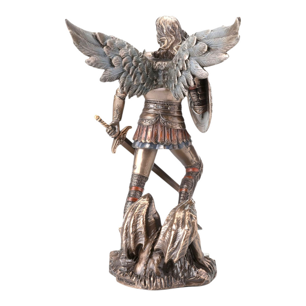 Veronese Cold Cast Bronze Archangel Michael Holding Shield & Sword Statue Figurine