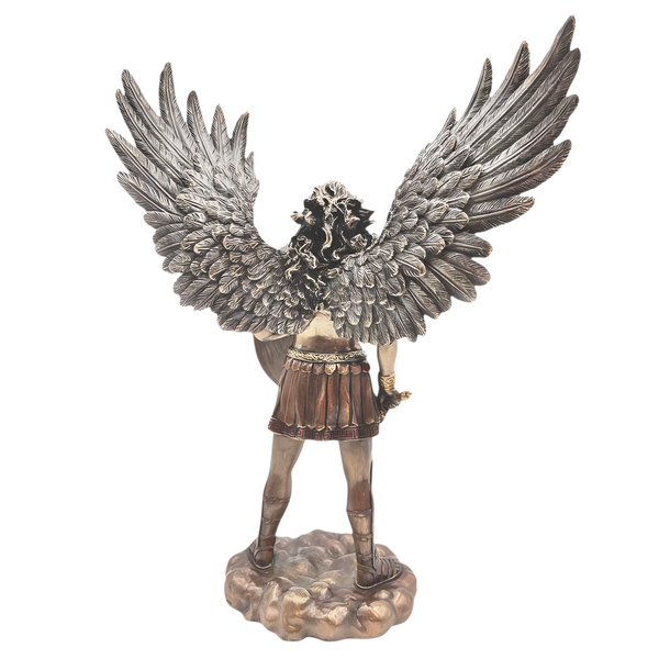 Veronese Cold Cast Bronze Archangel Michael Holding Sword & Shield Statue Figurine