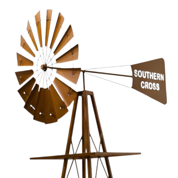 XL Southern Cross Heavy Duty Rustic Metal Garden Windmill- 240cm