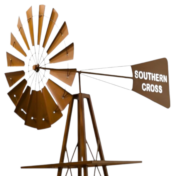 XL Southern Cross Heavy Duty Rustic Metal Garden Windmill- 240cm