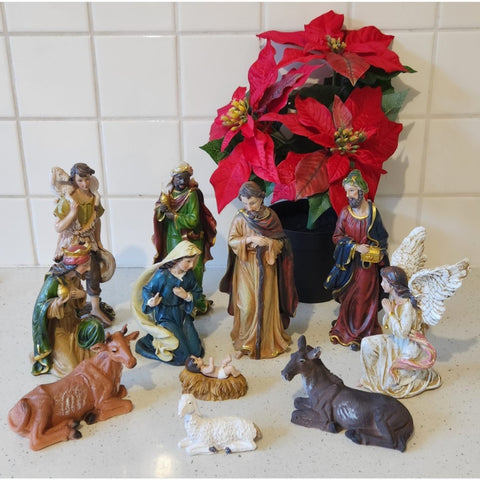 11 Piece Religious Nativity Christmas Figurine Set RESIN 20CM LARGE XMAS DECORATION CHRISTIAN CATHOLIC NATIVITY SCENE