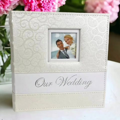 Ivory Our Wedding Photo Album with Leather Cover & Frame